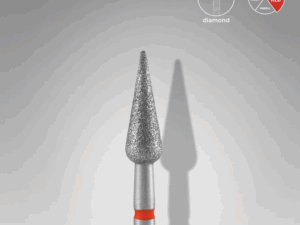 Foret à ongles diamant, « Poire pointue », rouge, diamètre 4MM, partie active 12mm